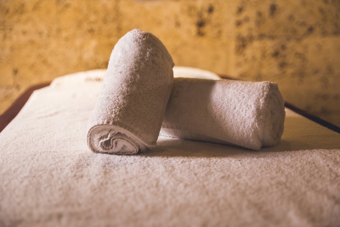 Towel on the massage bed